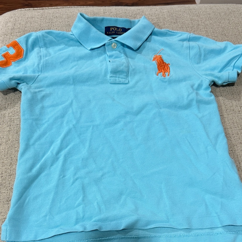 Polo by Ralph Lauren Blue and Orange Polo Shirt Classic Design